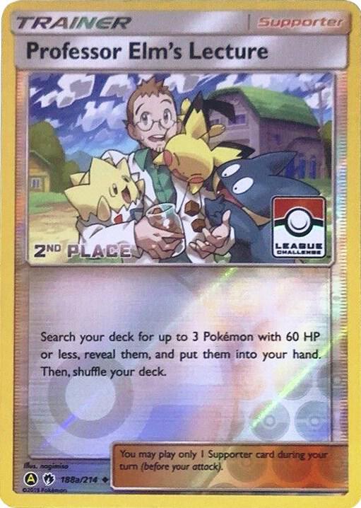 Lost Thunder Professor Elm's Lecture [League-Challenge-2nd-Place] Pokémon card